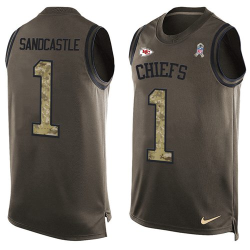 Nike Chiefs #1 Leon Sandcastle Green Men's Stitched NFL Limited Salute To Service Tank Top Jersey - Click Image to Close